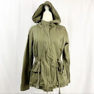 ANGVNS Olive Green Jacket Hooded Sz Small zip Up